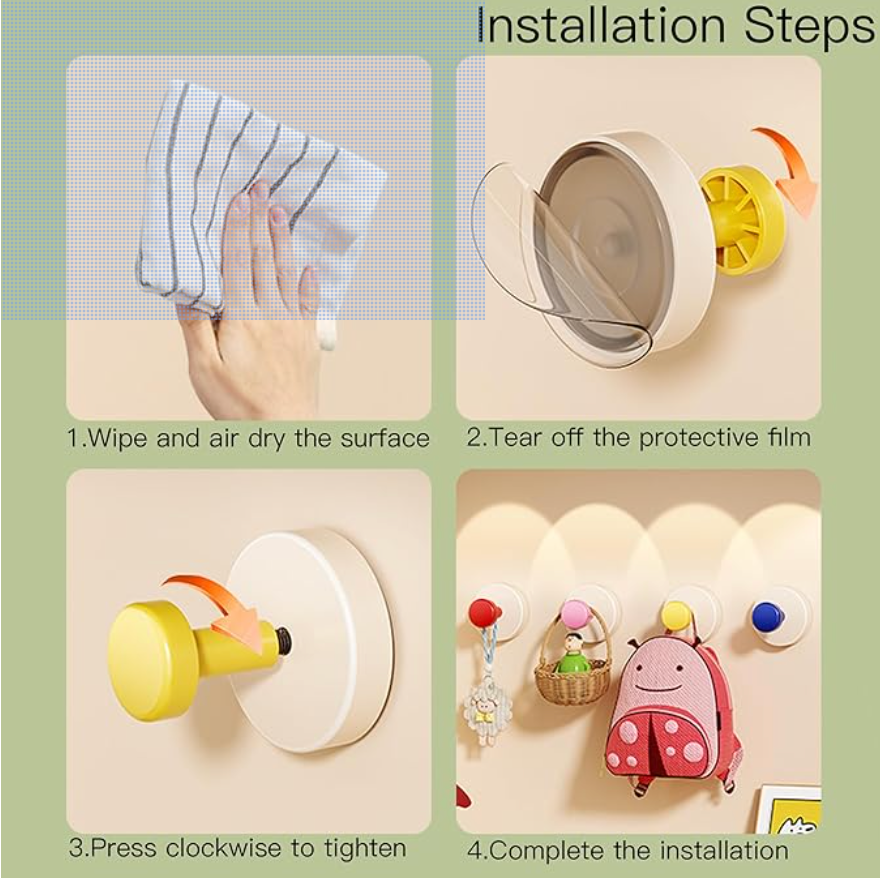 Rotating Vacuum Suction Wall Hook