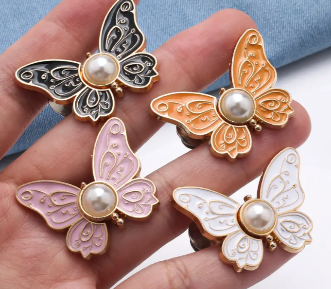 Elegant Pearl Butterfly Brooch Pin – Vintage Enamel Lapel Accessory