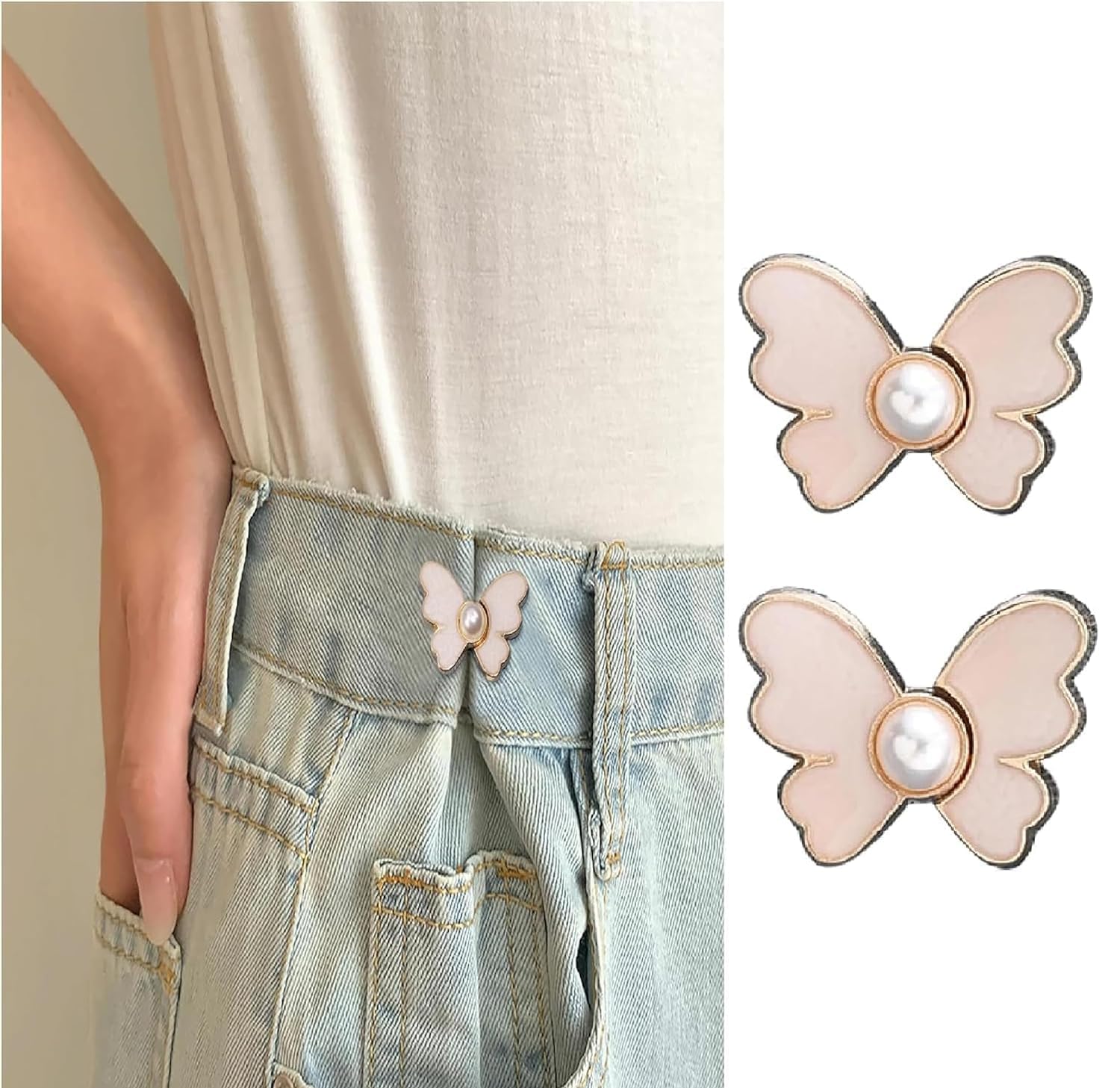 Elegant Pearl Butterfly Brooch Pin – Vintage Enamel Lapel Accessory